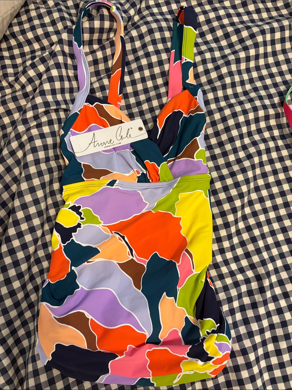 Anne Cole Multicolor Abstract Print Tankini Top